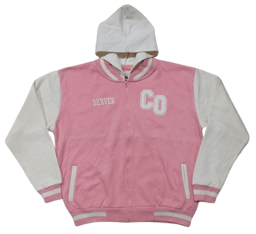 Varsity zip jacket with chenille embroidery