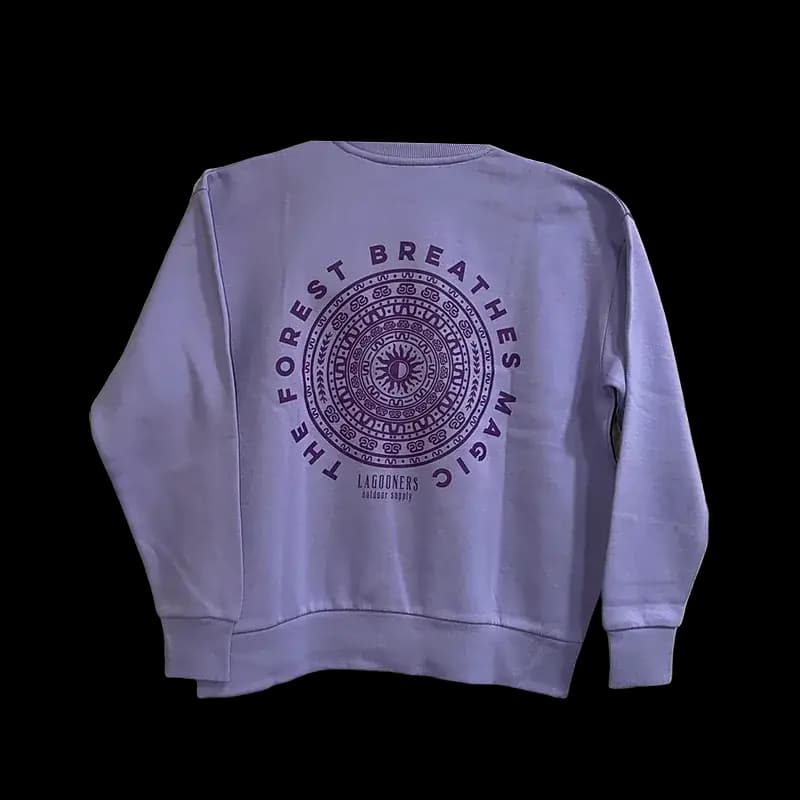 Lilac crewneck fleece sweatshirt with large circular back print